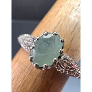 NEW grandidierite and zircon crown ring in rhodium over sterling silver size 8